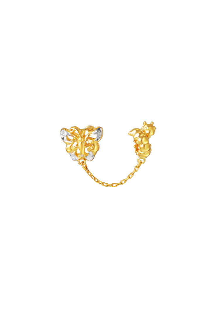 TOMEI Butterfly & Caterpillar Charm, Yellow Gold 916