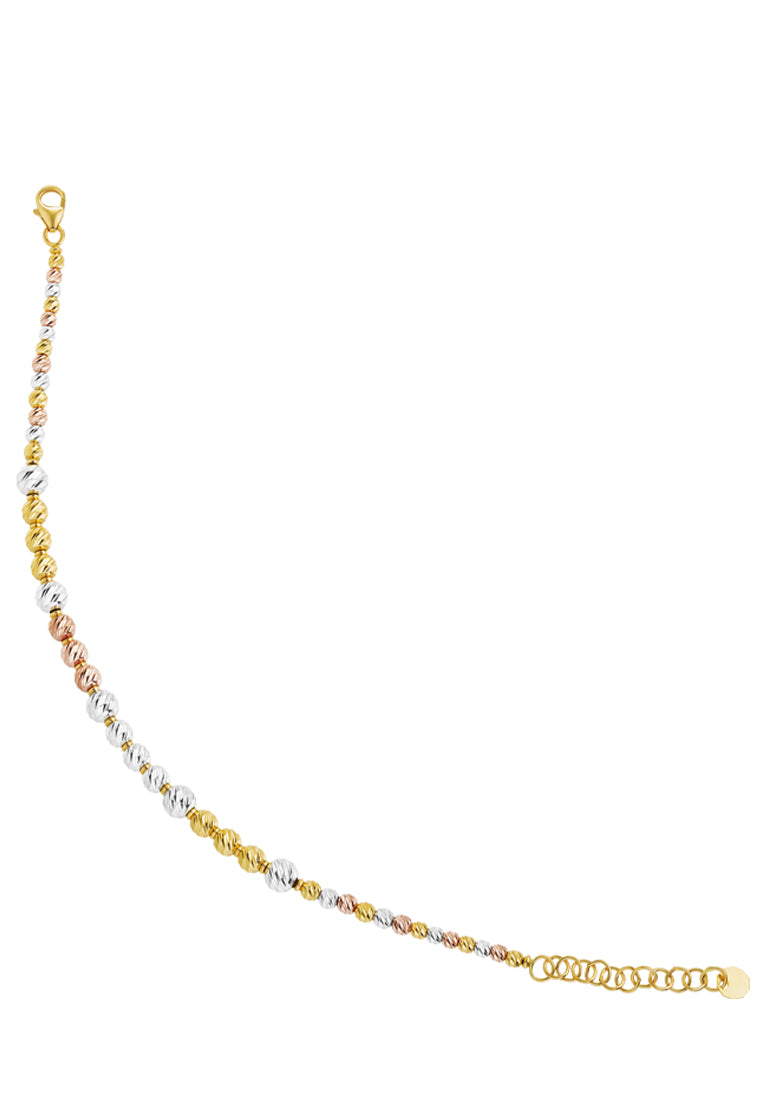 TOMEI Lusso Italia Tri-Tone Beads Bracelet, Yellow Gold 916