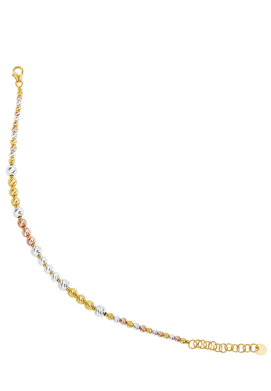 TOMEI Lusso Italia Tri-Tone Beads Bracelet, Yellow Gold 916