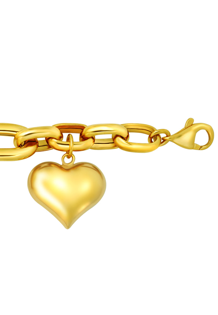 TOMEI Chubby Heart Bracelet, Yellow Gold 916