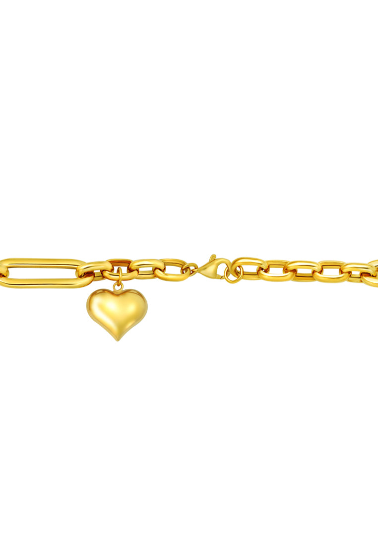 TOMEI Chubby Heart Bracelet, Yellow Gold 916