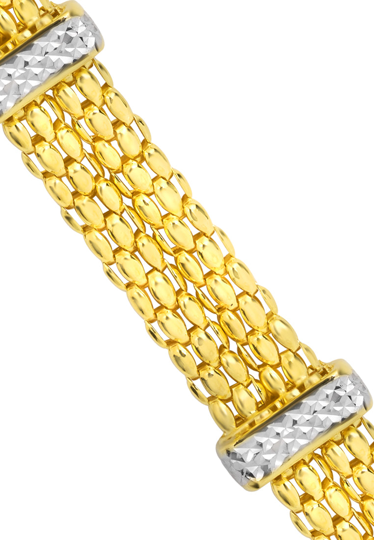 TOMEI Dual-Tone Flat Bracelet, Yellow Gold 916