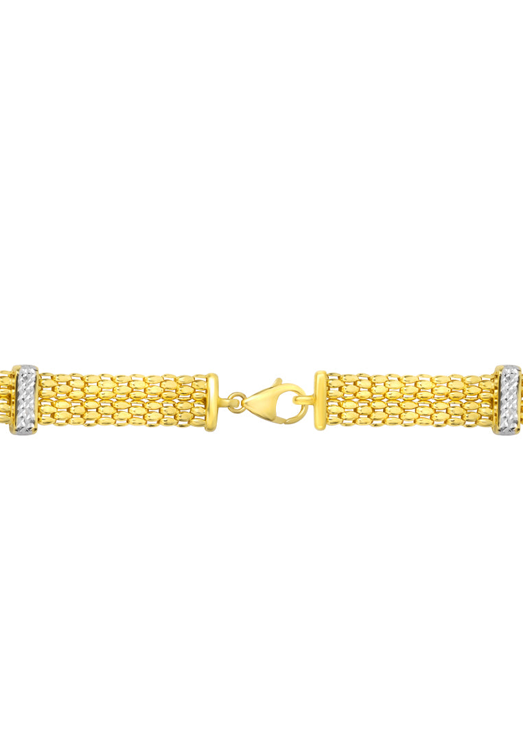 TOMEI Dual-Tone Flat Bracelet, Yellow Gold 916