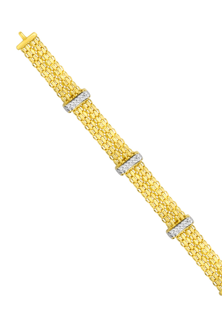 TOMEI Dual-Tone Flat Bracelet, Yellow Gold 916