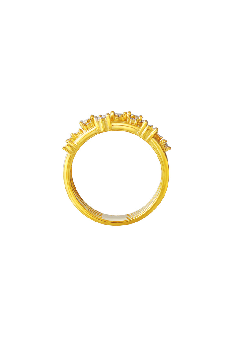 TOMEI Diamond Cut Collection Quintuple Ring, Yellow Gold 916