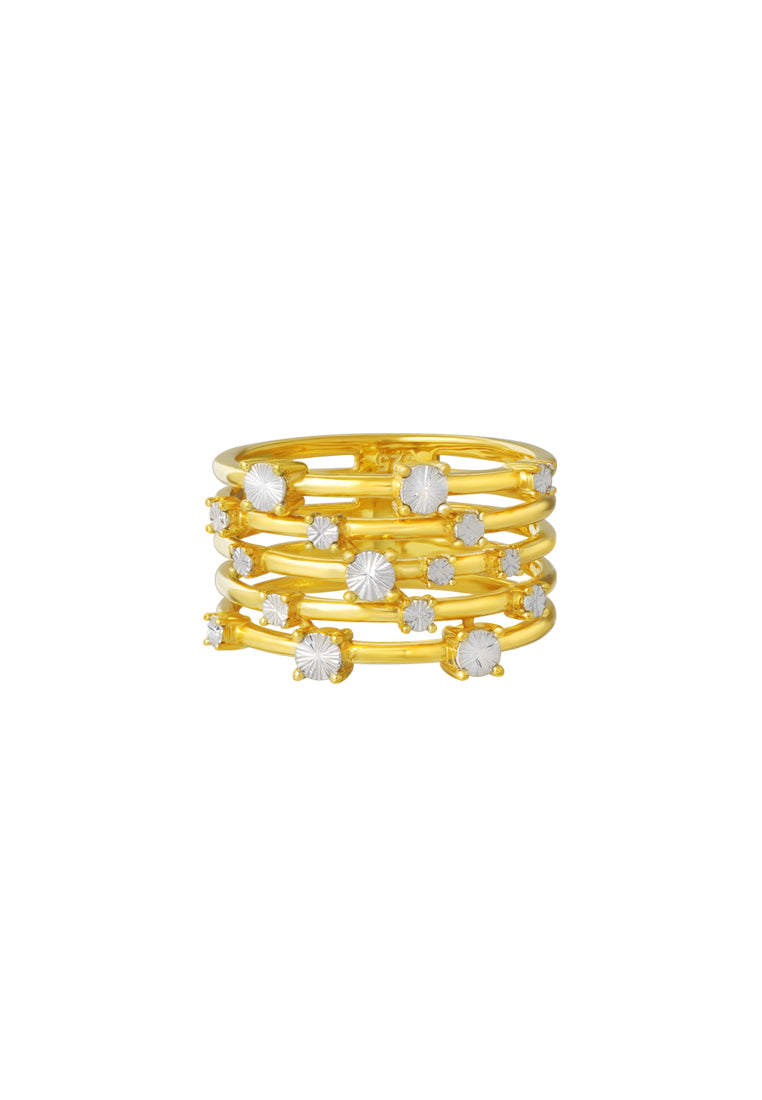 TOMEI Diamond Cut Collection Quintuple Ring, Yellow Gold 916