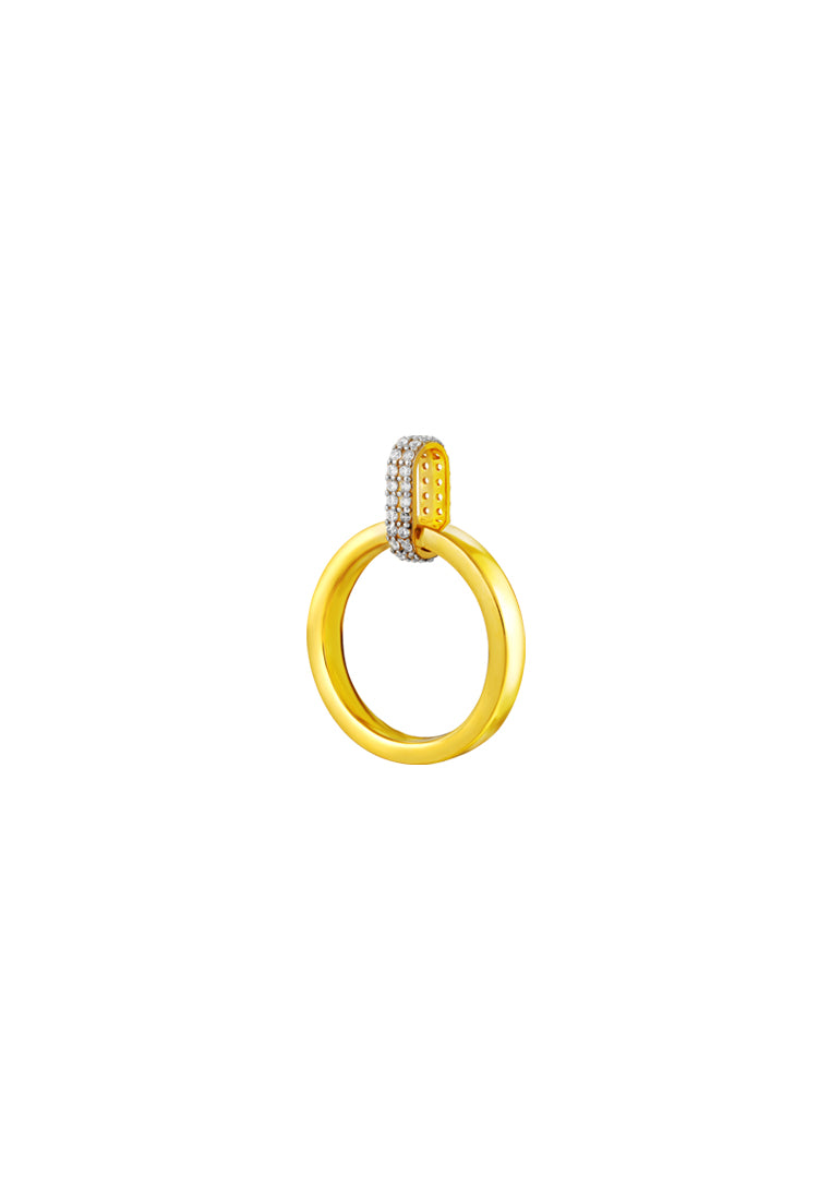 TOMEI Zirconia Circular Pendant, Yellow Gold 916