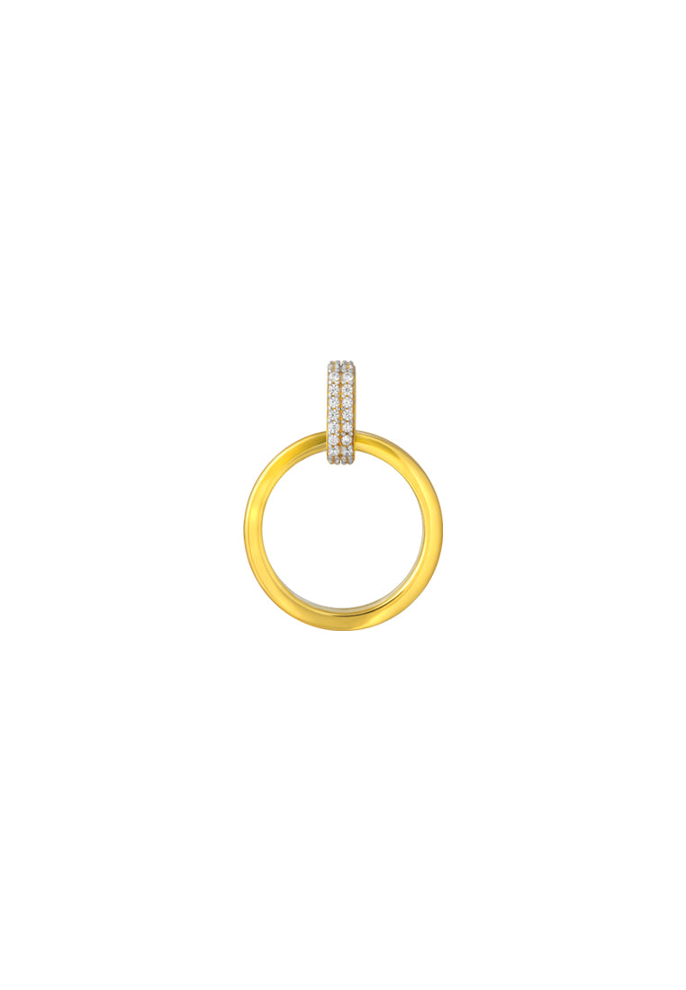 TOMEI Zirconia Circular Pendant, Yellow Gold 916
