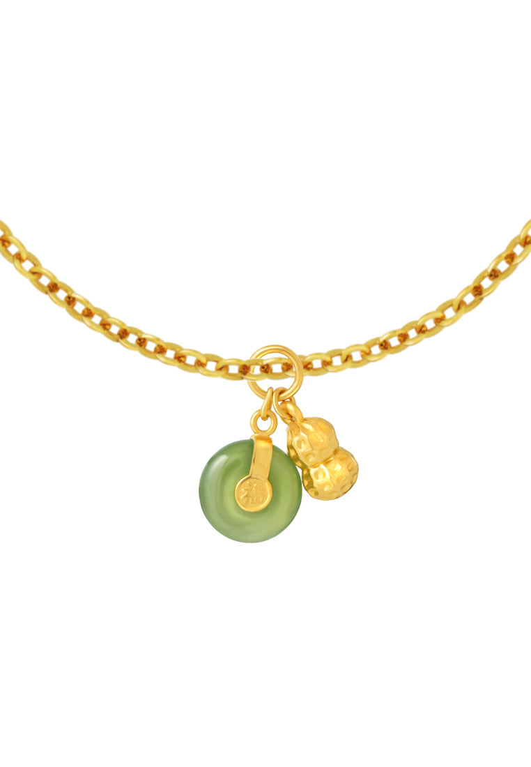 TOMEI Nephrite Peanut Charm, Yellow Gold 999