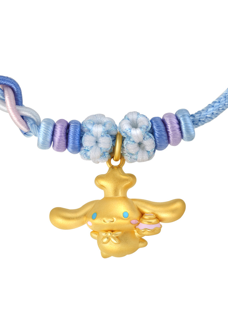 TOMEI X Sanrio Cinnamoroll 5D Charm with Blue Rope Bracelet, Yellow Gold 999