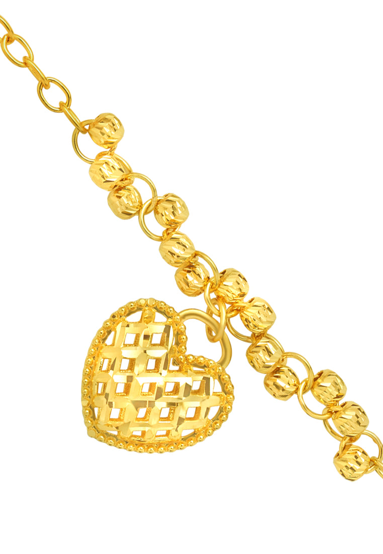 TOMEI Heart Net Bracelet, Yellow Gold 916