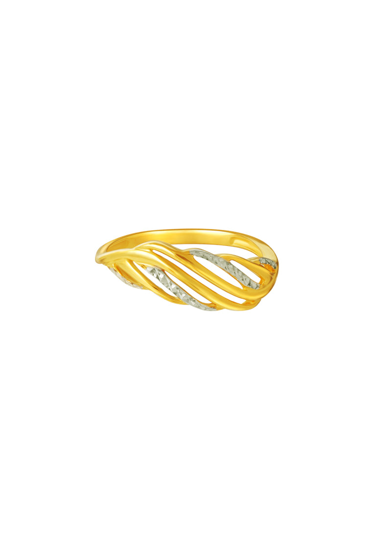 TOMEI Dual-Tone Ring Of Freedom, Yellow Gold 916