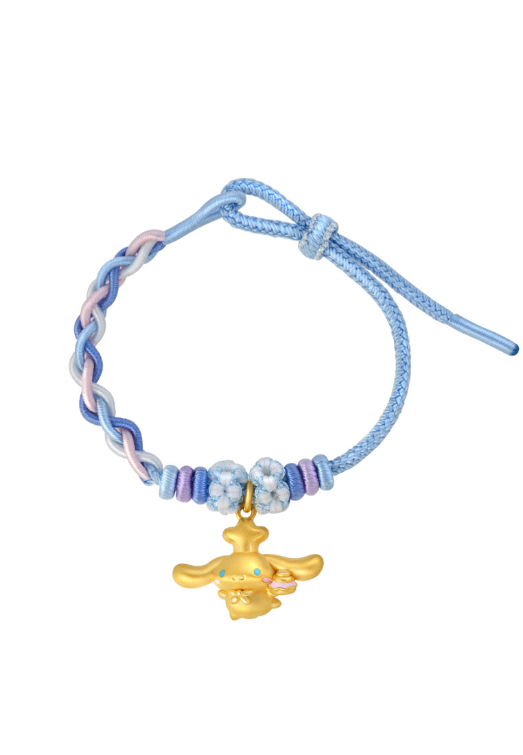 TOMEI X Sanrio Cinnamoroll 5D Charm with Blue Rope Bracelet, Yellow Gold 999