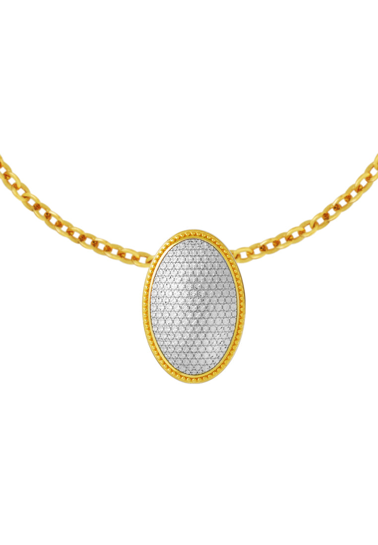 TOMEI Diamond Cut Collection Ellipse Pendant, Yellow Gold 916