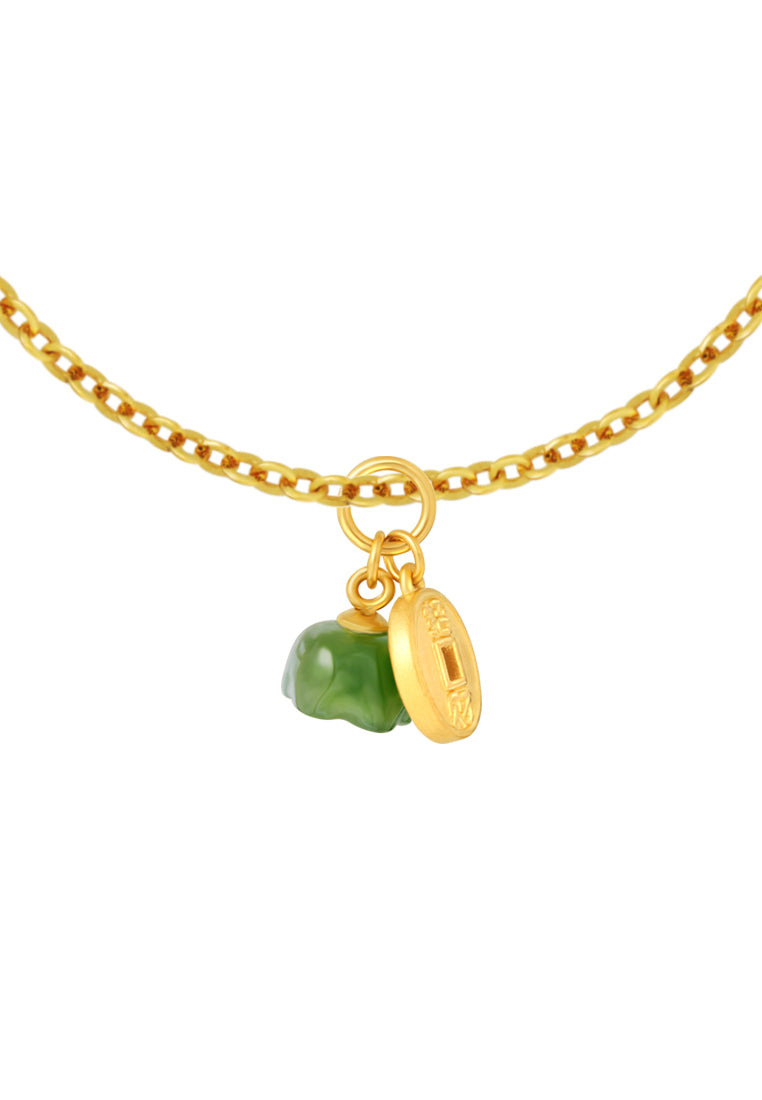 TOMEI Nephrite Vintage Coin Charm, Yellow Gold 999