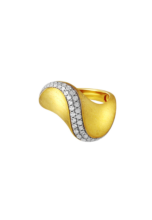 TOMEI Diamond Cut Collection Curvy Ring, Yellow Gold 916
