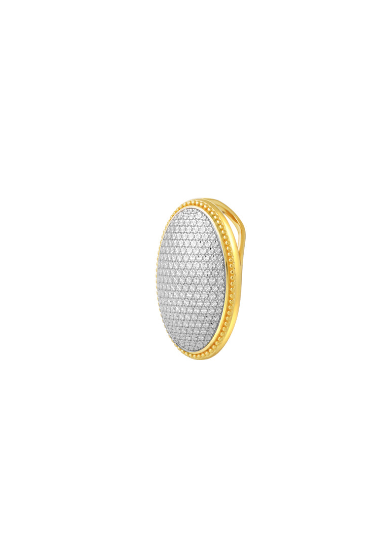 TOMEI Diamond Cut Collection Ellipse Pendant, Yellow Gold 916