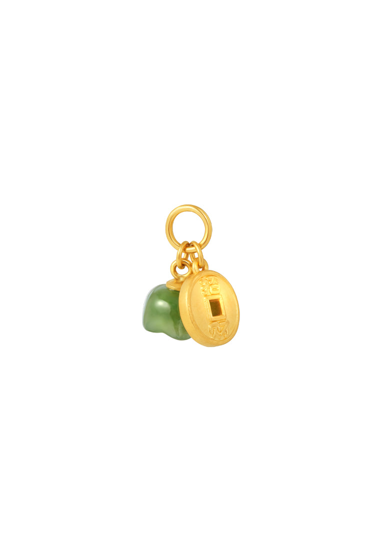 TOMEI Nephrite Vintage Coin Charm, Yellow Gold 999