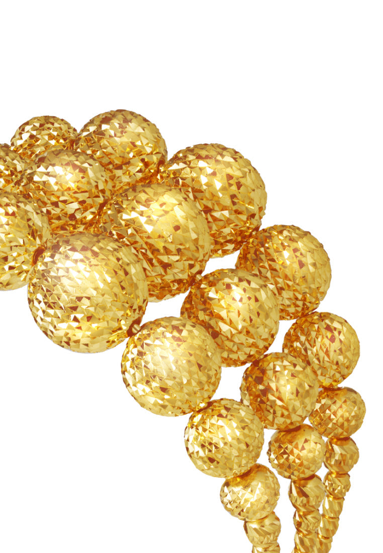 TOMEI Layered Laser Ball Bangle, Yellow Gold 916