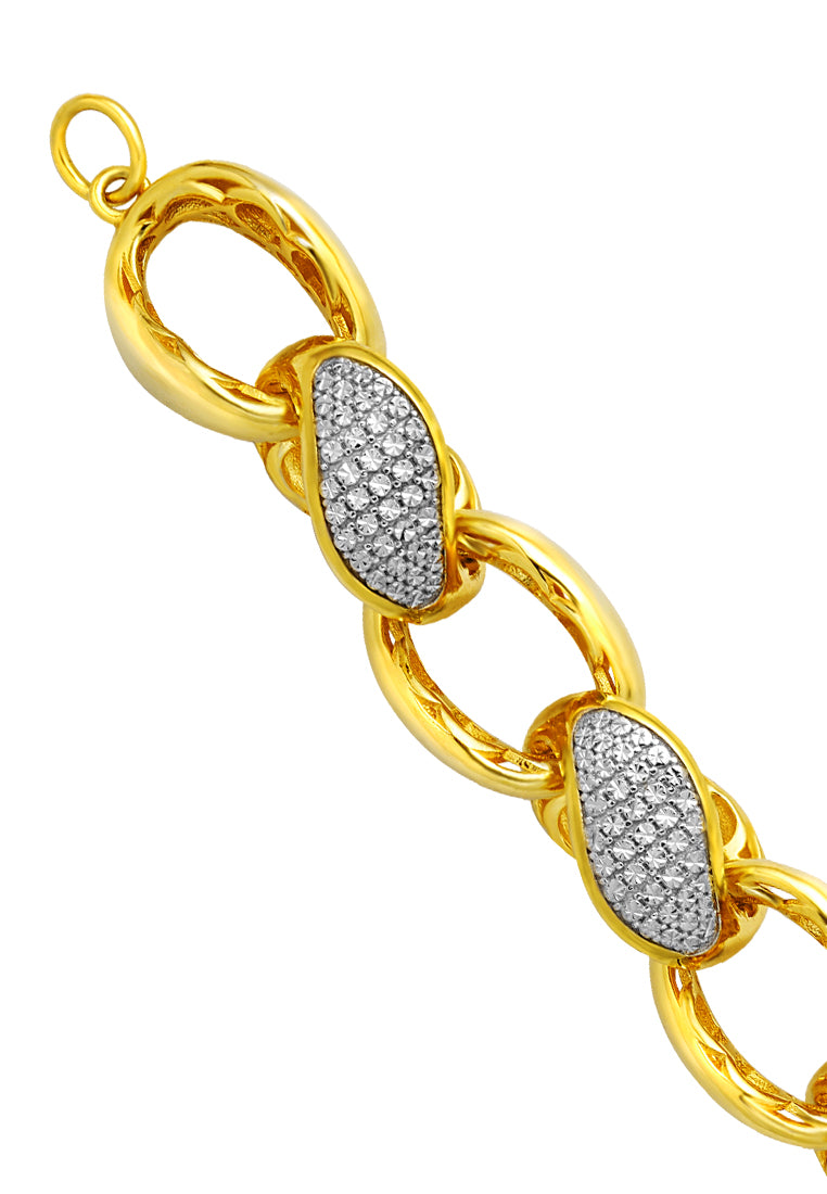 TOMEI Diamond Cut Collection Link Bracelet, Yellow Gold 916