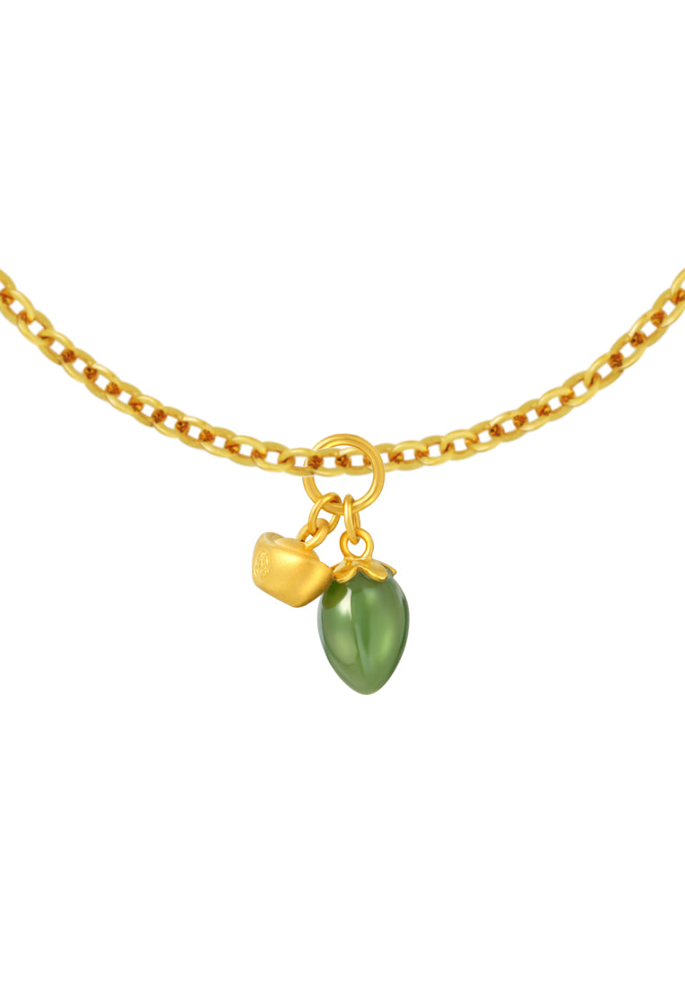 TOMEI Nephrite Mini Ingot Charm, Yellow Gold 999