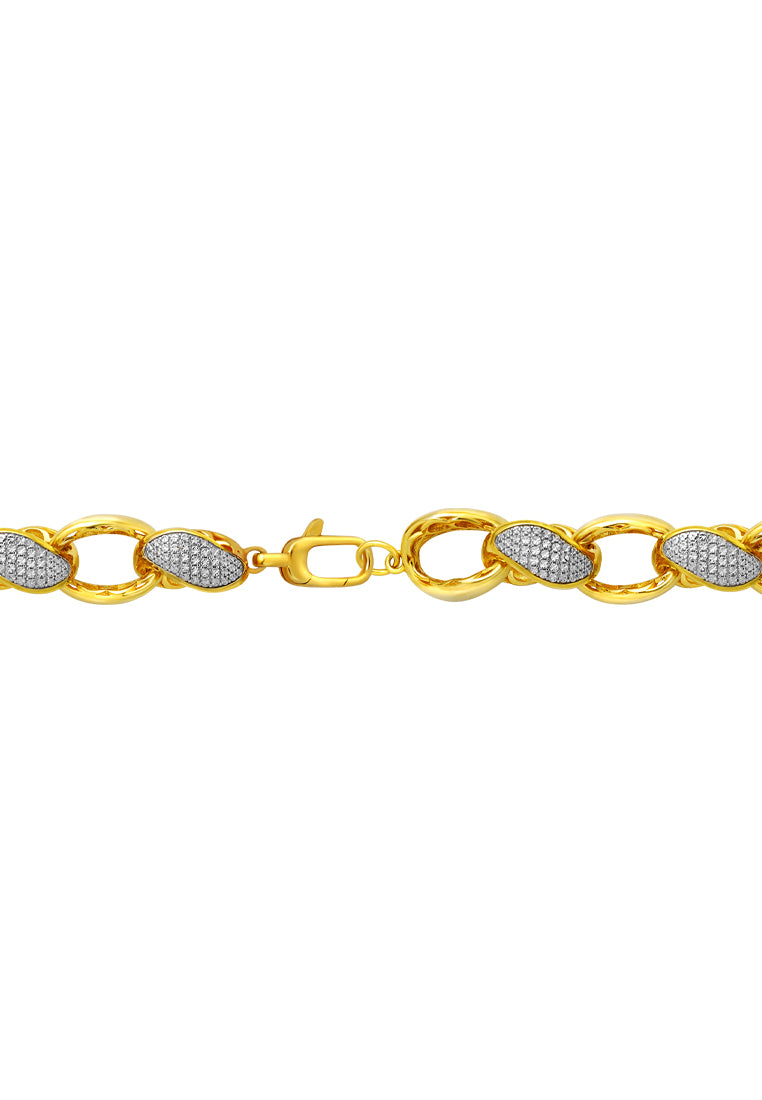 TOMEI Diamond Cut Collection Link Bracelet, Yellow Gold 916