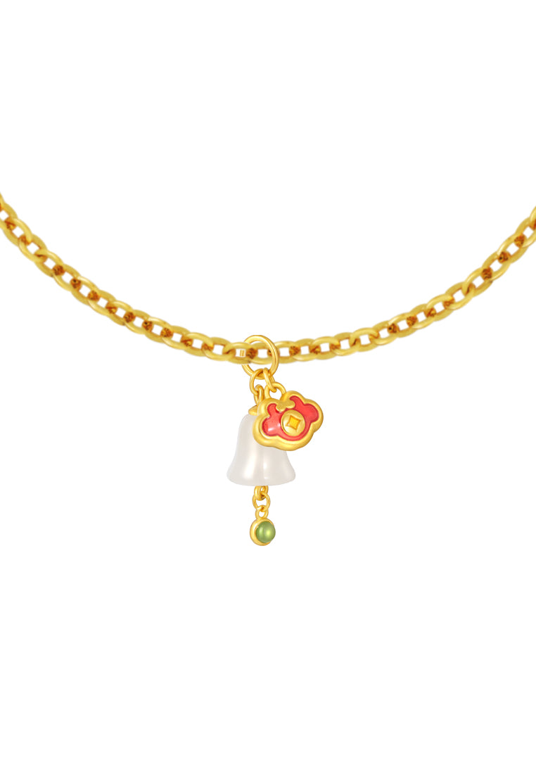 TOMEI Nephrite Bell Charm, Yellow Gold 999