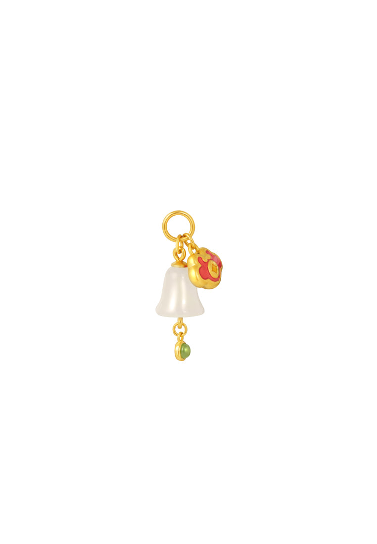 TOMEI Nephrite Bell Charm, Yellow Gold 999