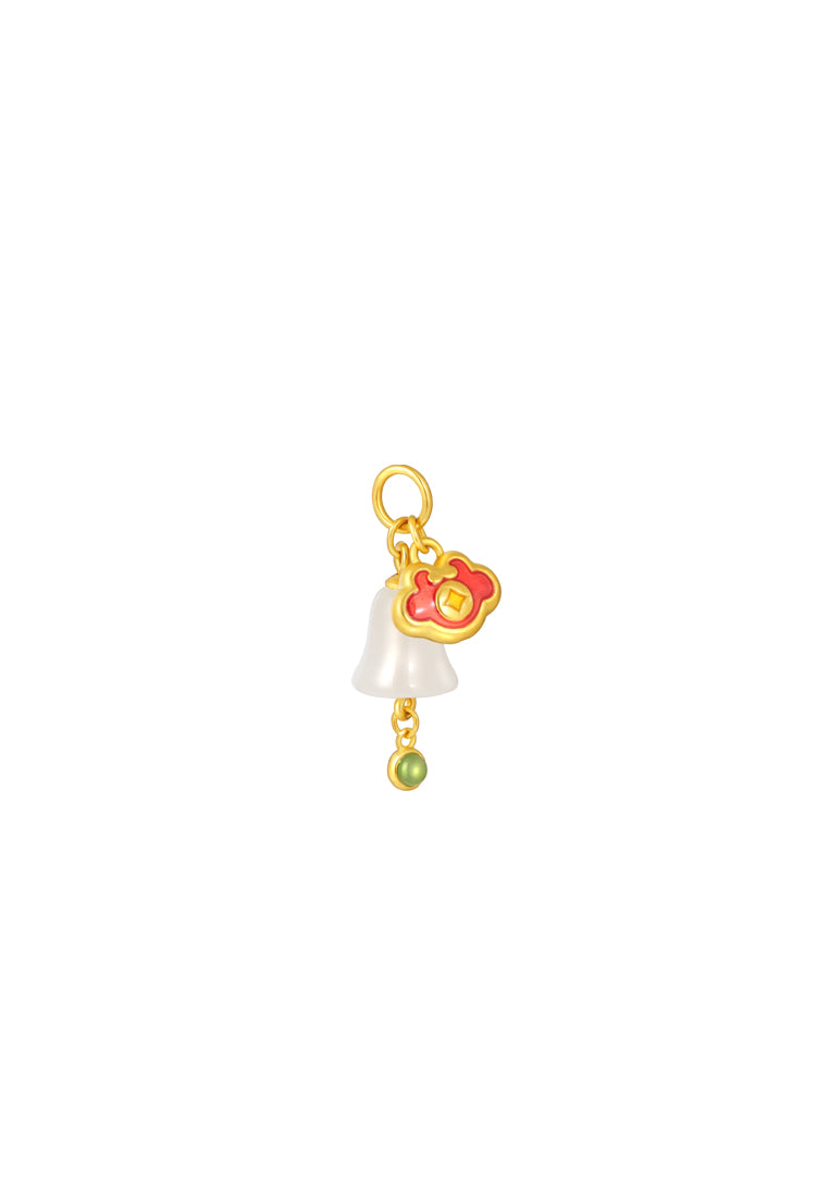 TOMEI Nephrite Bell Charm, Yellow Gold 999