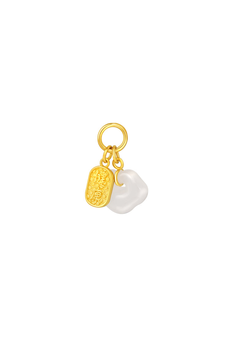 TOMEI Nephrite Healthy & Peace Charm, Yellow Gold 999