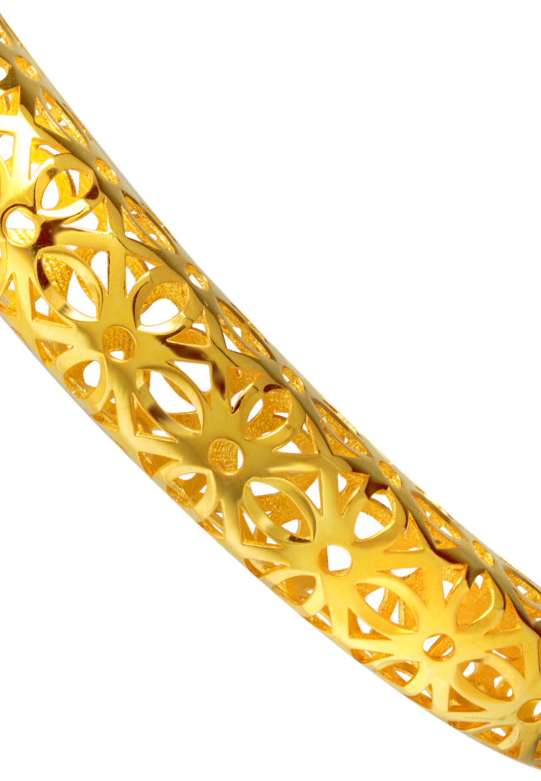TOMEI Sri Puteri Collection Flower Bangle, Yellow Gold 916