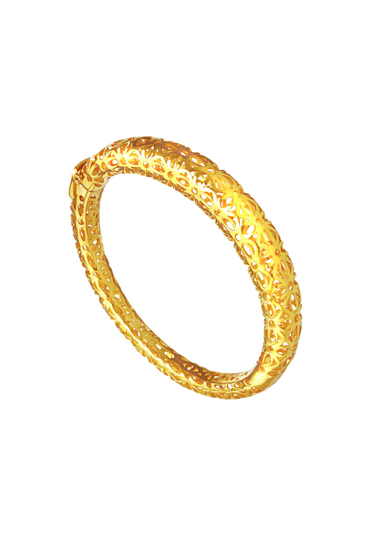 TOMEI Sri Puteri Collection Flower Bangle, Yellow Gold 916