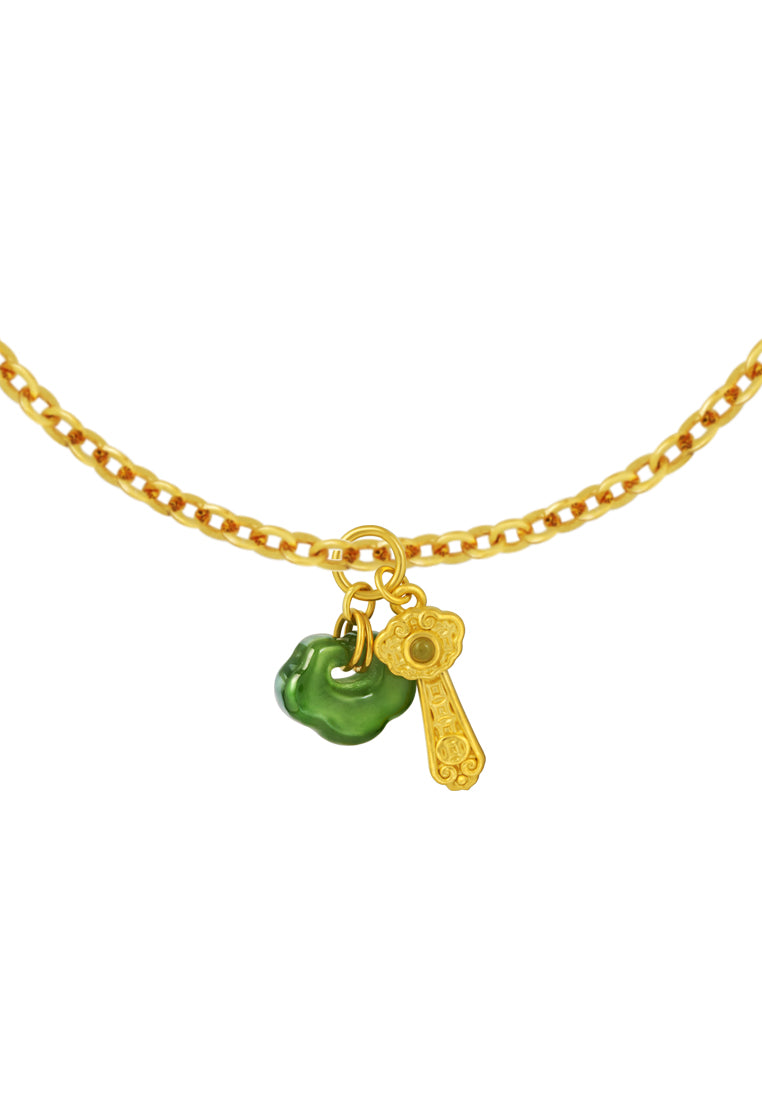 TOMEI Nephrite Ruyi Charm, Yellow Gold 999