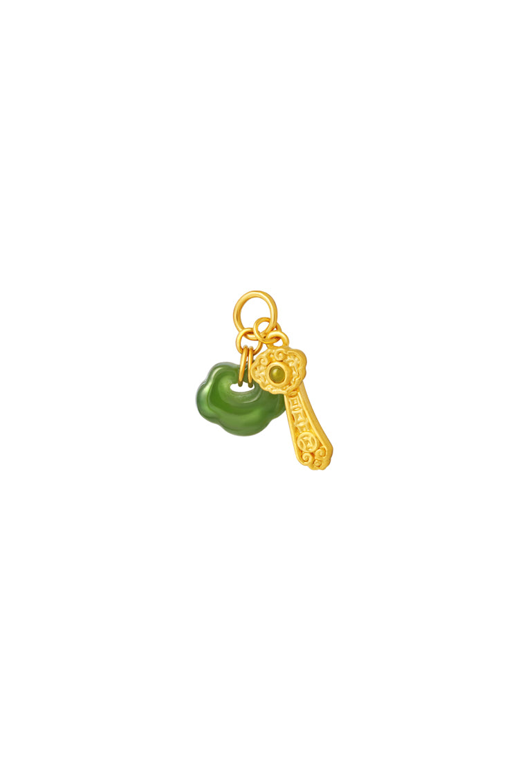 TOMEI Nephrite Ruyi Charm, Yellow Gold 999