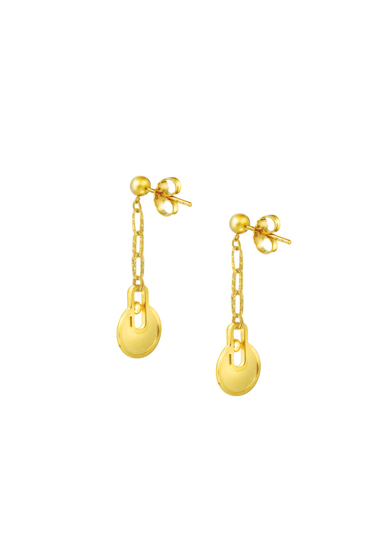 TOMEI Lusso Italia Dual-Tone Lock Pad Earrings, Yellow Gold 916