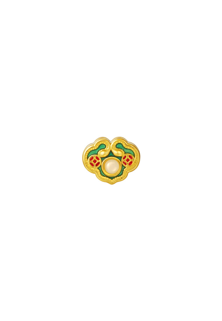 TOMEI Nephrite With Enamel Charm, Yellow Gold 999