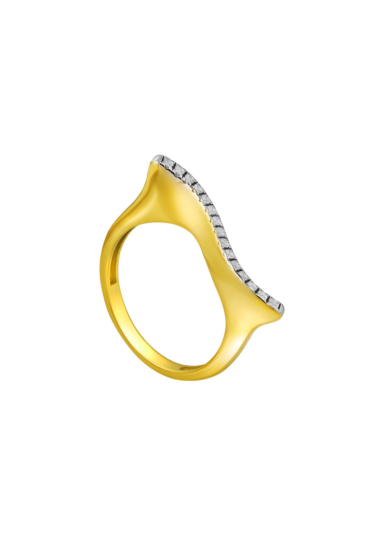 TOMEI Diamond Cut Collection Wavy Ring, Yellow Gold 916