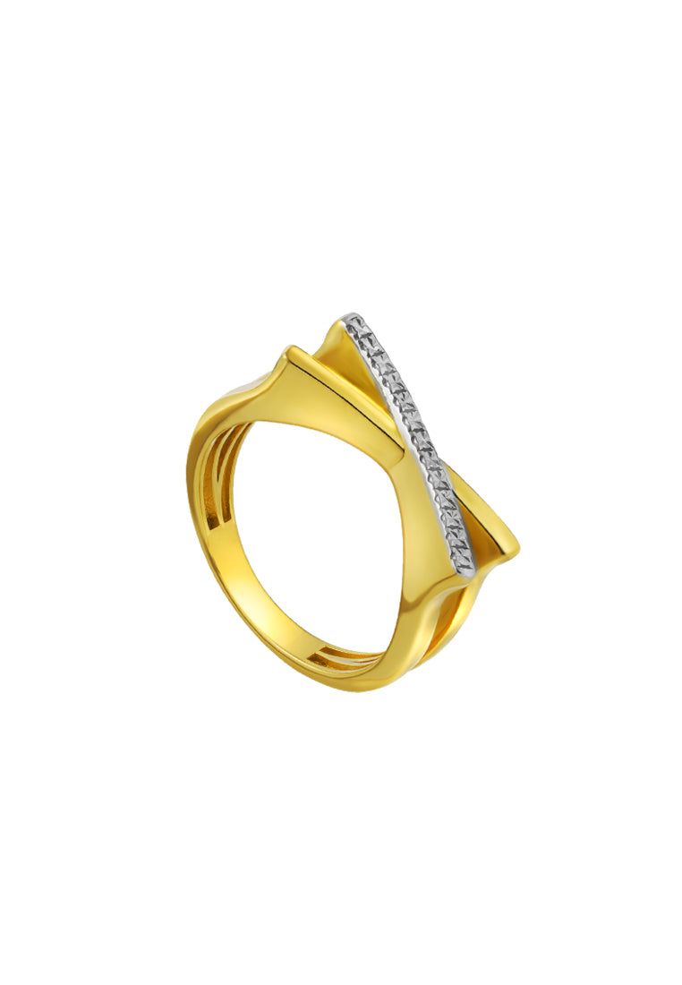 TOMEI Diamond Cut Collection Criss Cross Ring, Yellow Gold 916