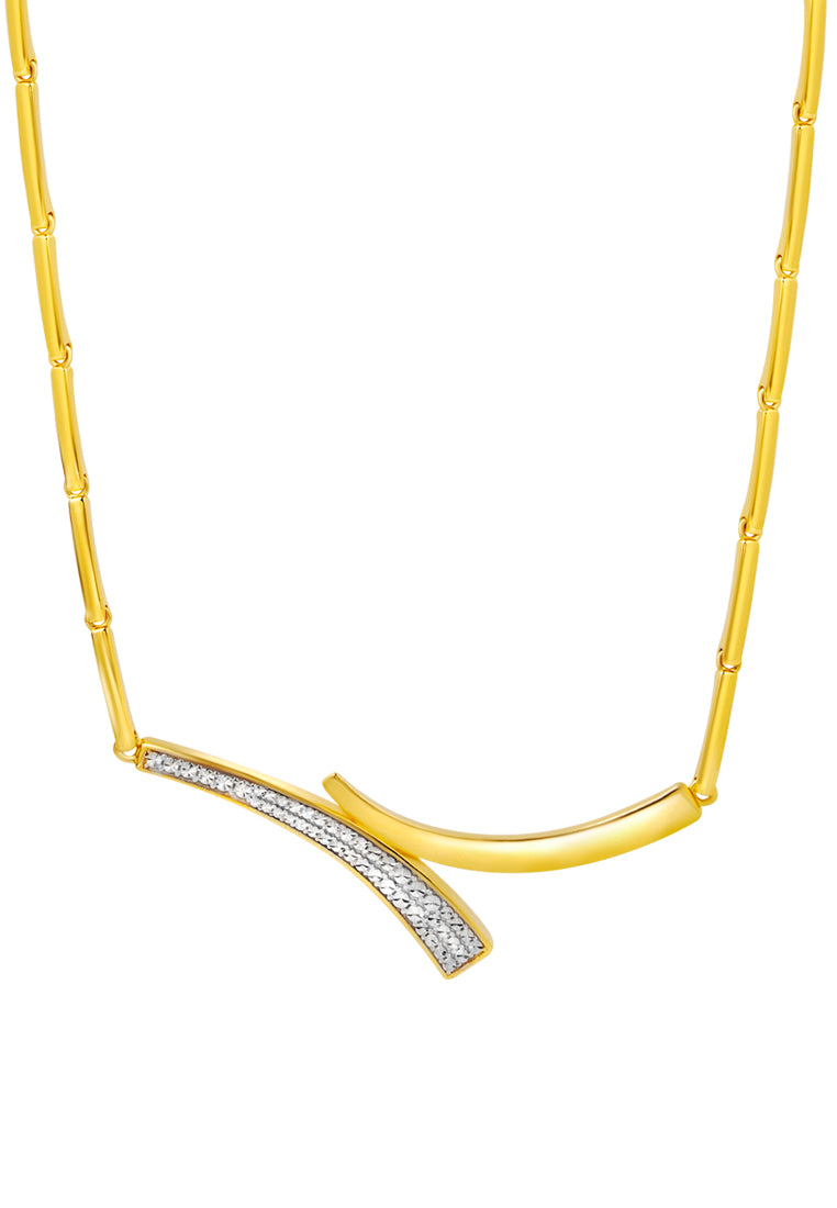 TOMEI Diamond Cut Collection Curved Line Necklace, Yellow Gold 916
