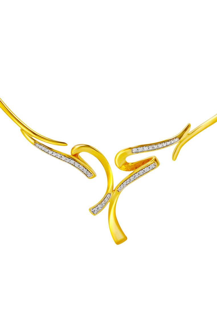 TOMEI Diamond Cut Collection U-shaped Art Necklace, Yellow Gold 916