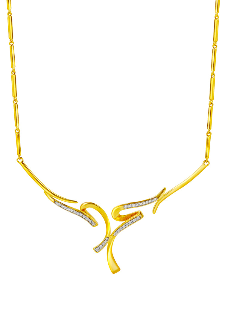 TOMEI Diamond Cut Collection U-shaped Art Necklace, Yellow Gold 916