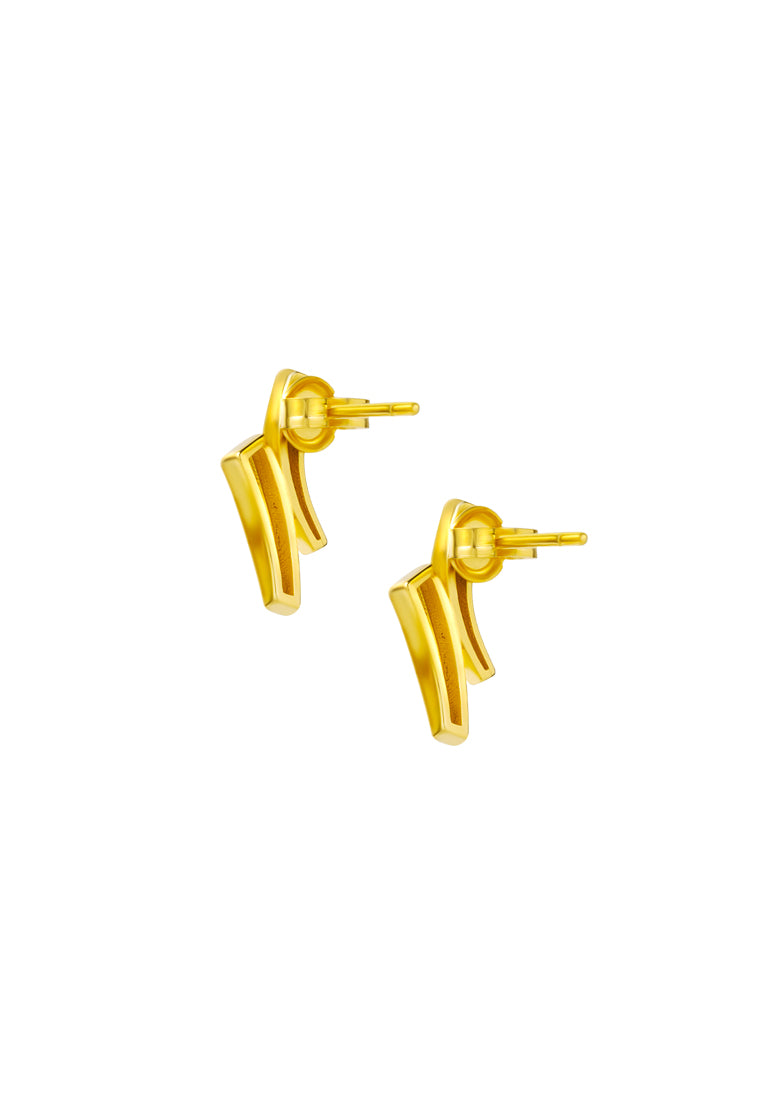 TOMEI Diamond Cut Collection Curved Line Earrings, Yellow Gold 916