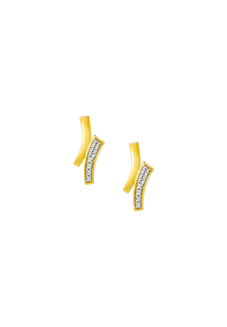 TOMEI Diamond Cut Collection Curved Line Earrings, Yellow Gold 916