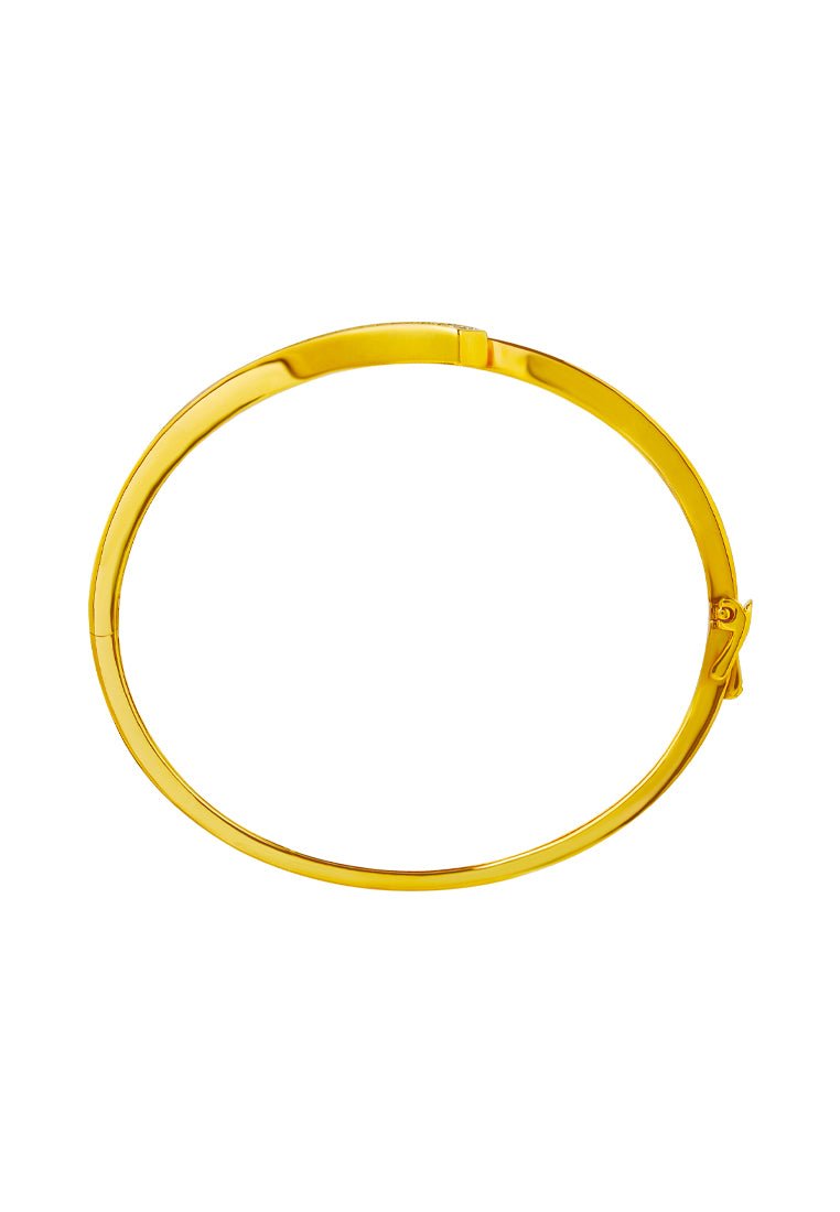 TOMEI Diamond Cut Collection Curved Line Bangle, Yellow Gold 916