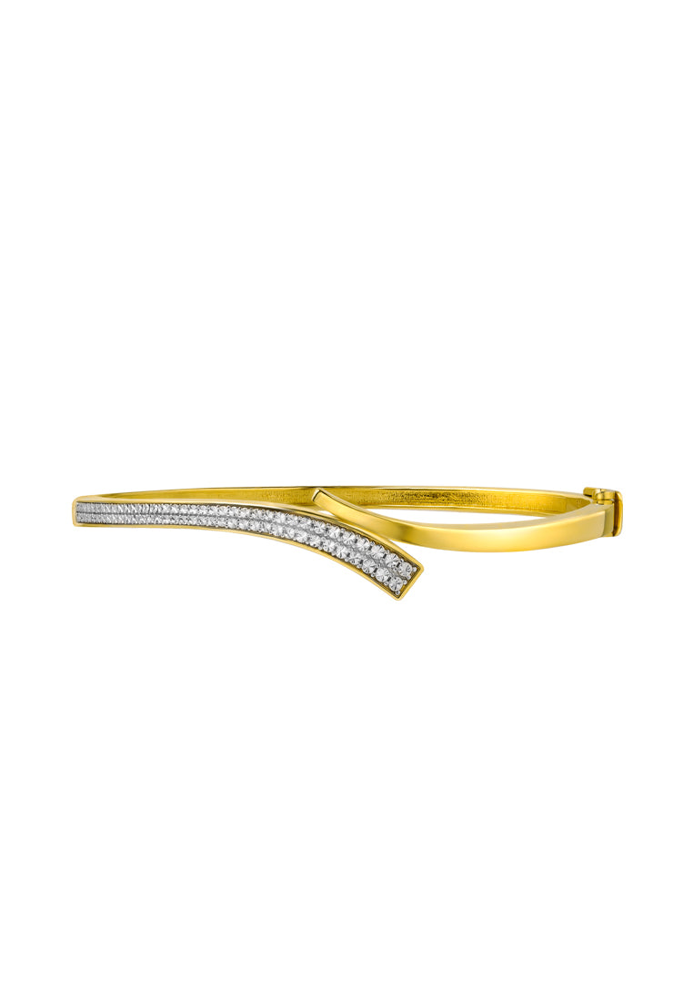 TOMEI Diamond Cut Collection Curved Line Bangle, Yellow Gold 916