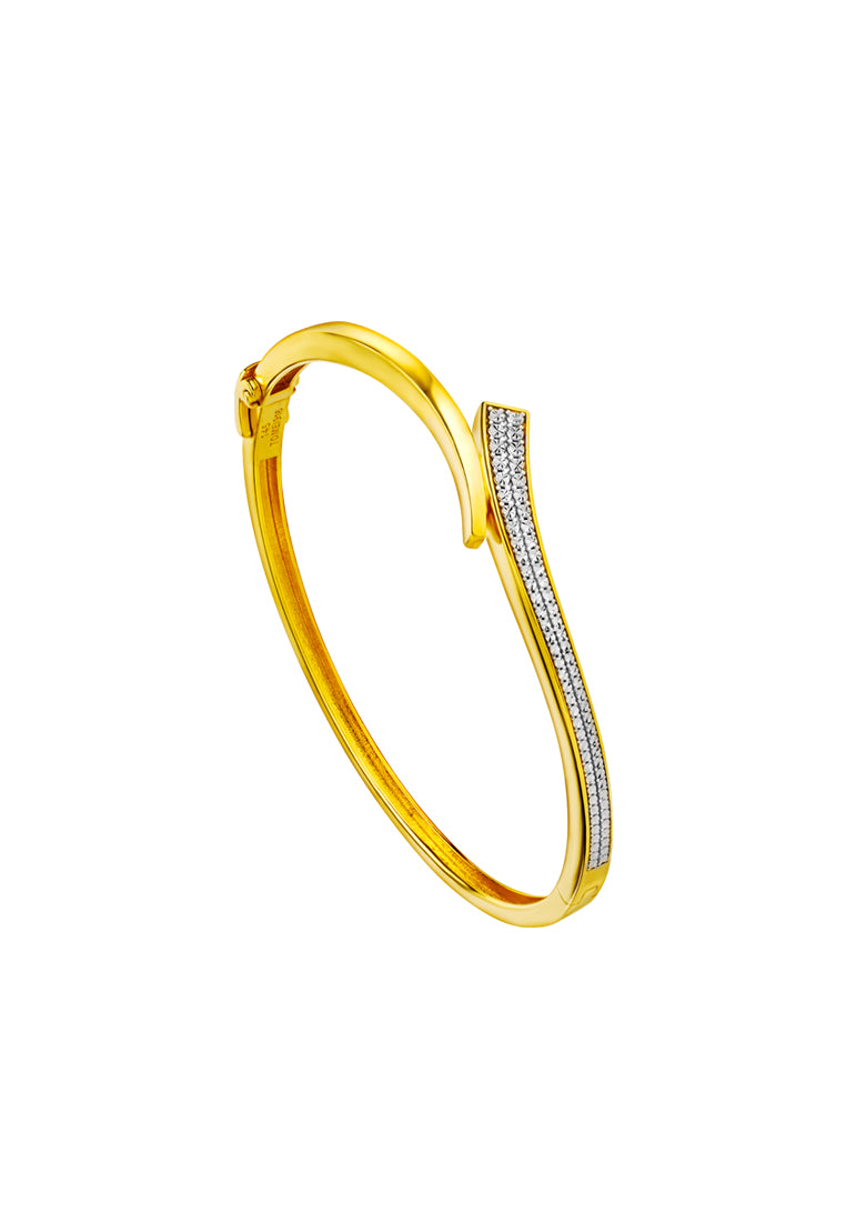 TOMEI Diamond Cut Collection Curved Line Bangle, Yellow Gold 916