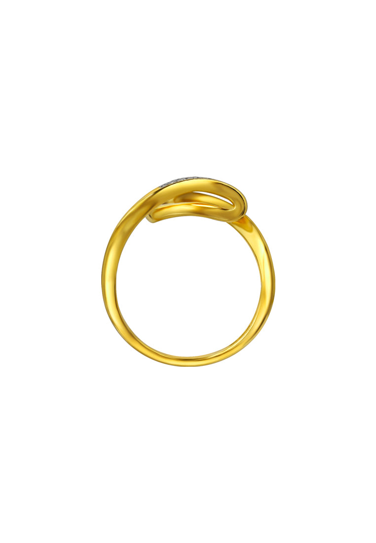 TOMEI Diamond Cut Collection U-shaped Art Ring, Yellow Gold 916