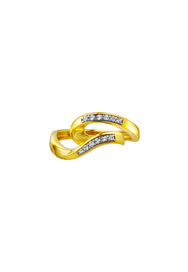 TOMEI Diamond Cut Collection U-shaped Art Ring, Yellow Gold 916