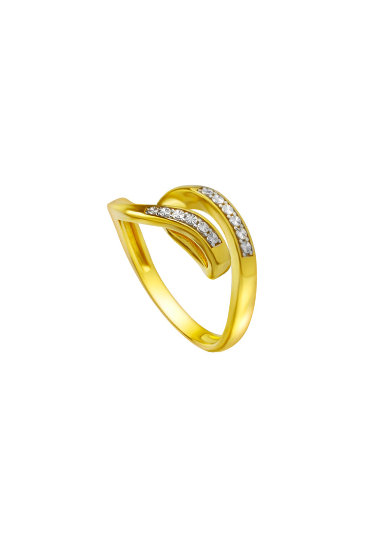 TOMEI Diamond Cut Collection U-shaped Art Ring, Yellow Gold 916