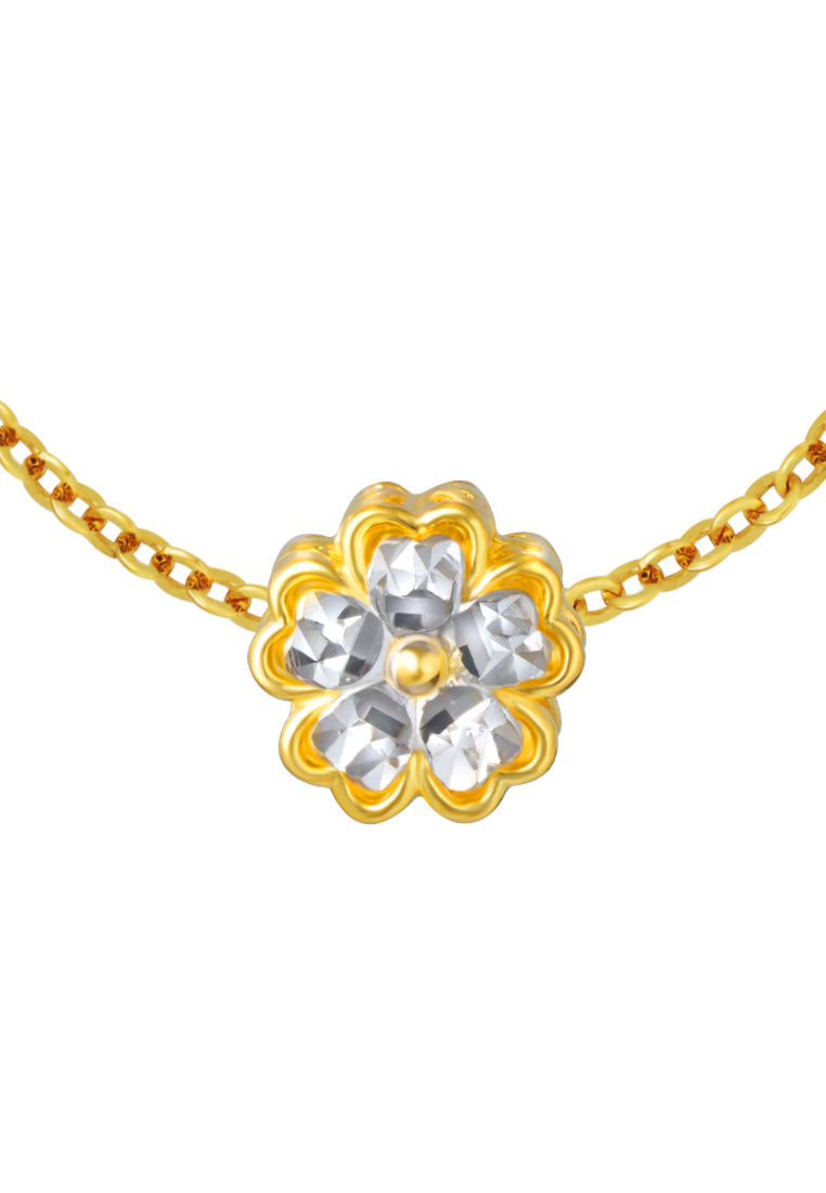 TOMEI Chomel Five-Leaves Clover Charm, Yellow Gold 916